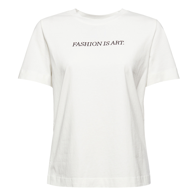 Esprit Embroidered  White Organic Cotton T-Shirt